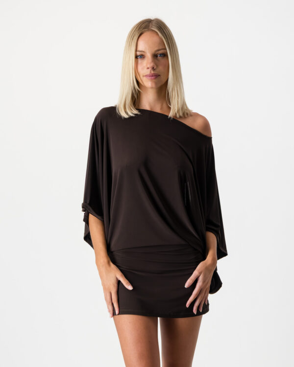 Athena Mini Dress - Chocolate Brown