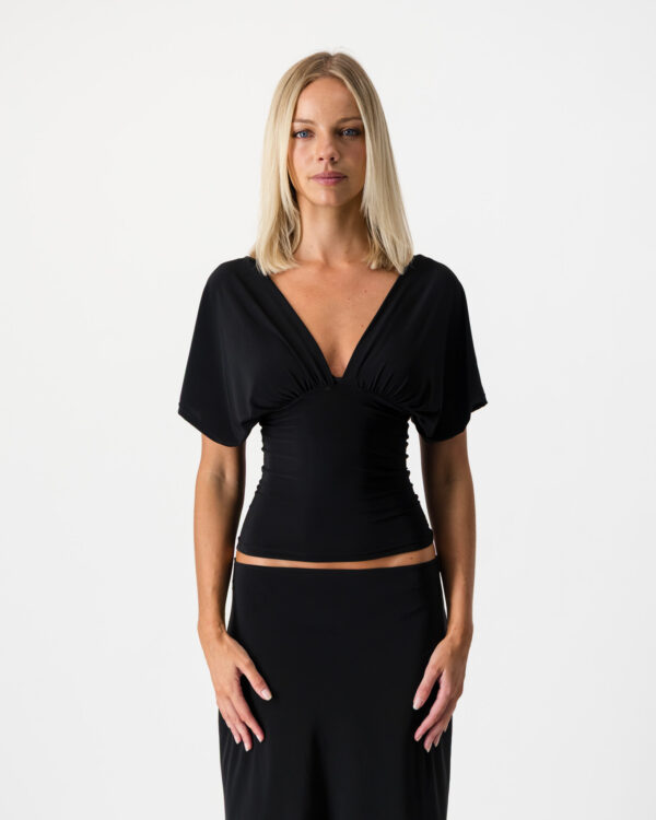 Gaia Ruched Top - Black (PRE ORDER)