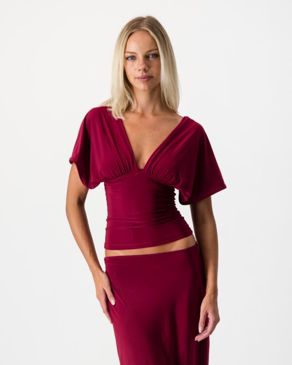 Gaia Ruched Top - Maroon (PRE ORDER)