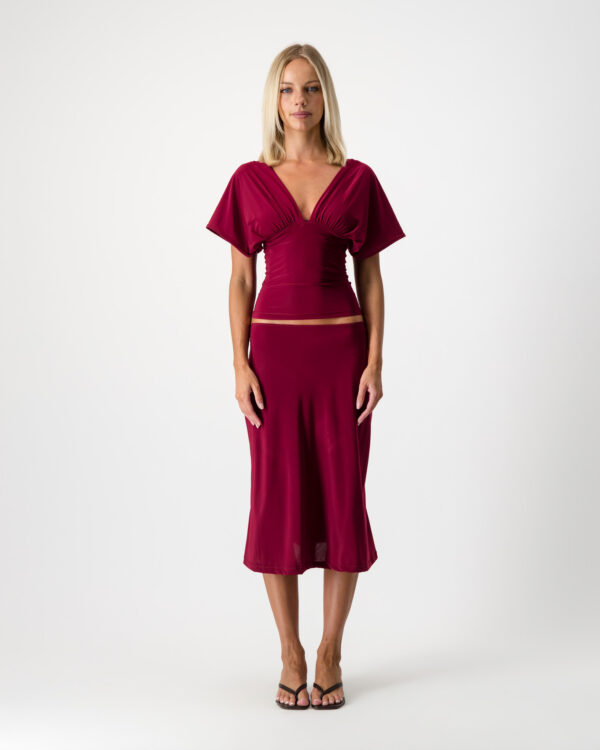 Gaia Midi Skirt - Maroon (PRE ORDER)
